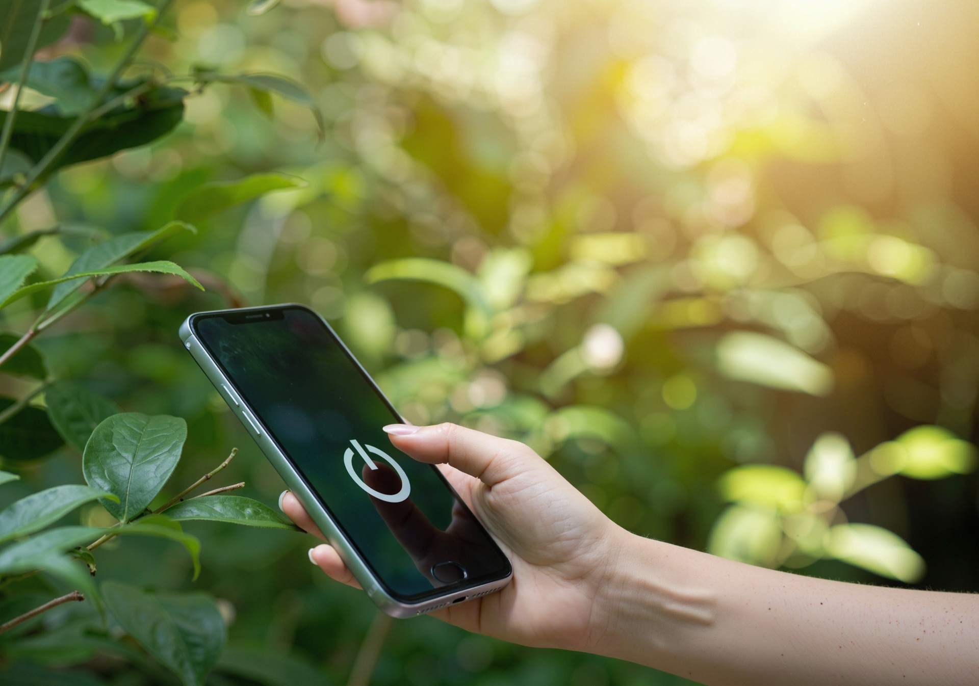 Smartphone mit Ausschalt-Symbol in Natur | Wellnesshotel